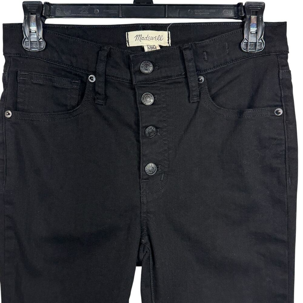 Madewell SZ 27 - 9” Skinny Jeans Mid-Rise Button-Fly Stretch Pockets Black Women - Picture 2 of 10